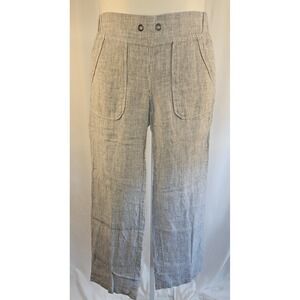 Athleta Blue White Striped‎ Linen Pants Sailor Patch Pocket Coastal Women 6